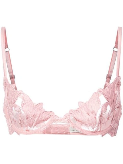 Fleur Du Mal Lily Lace Plunge Demi Bra In Pink