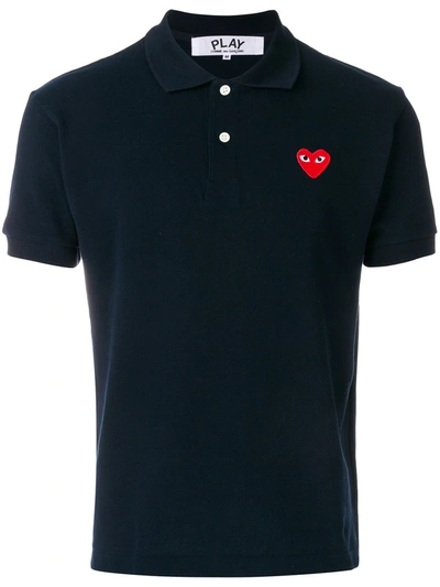 Comme Des Garçons Play Logo Polo Shirt In Blue