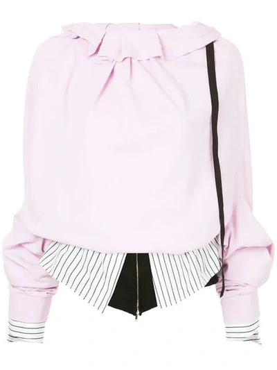 Aganovich Layered Oversized Sleeve Top In Pink