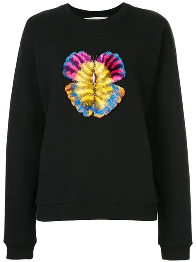 Mary Katrantzou Butterfly Embroidered Sweatshirt In Black