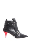 ALEXANDER MCQUEEN HORN HEEL ANKLE BOOTS,10563147