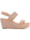 TORY BURCH WOVEN SLINGBACK WEDGE SANDALS,4712126112822212