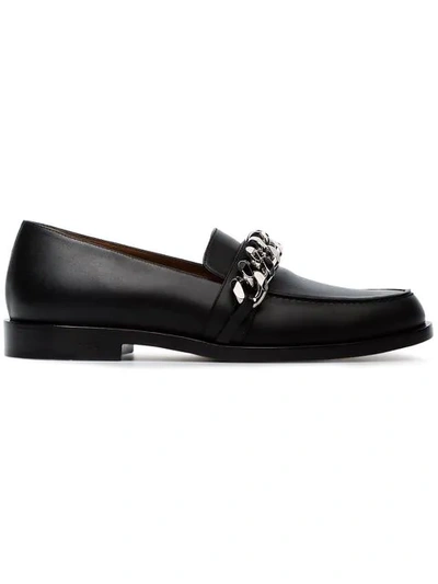 Givenchy Black Chain Line Loafers In Black