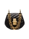 CHLOÉ BLACK MINI DREW BIJOU QUILTED LEATHER BAG,CHC18US100A12632448