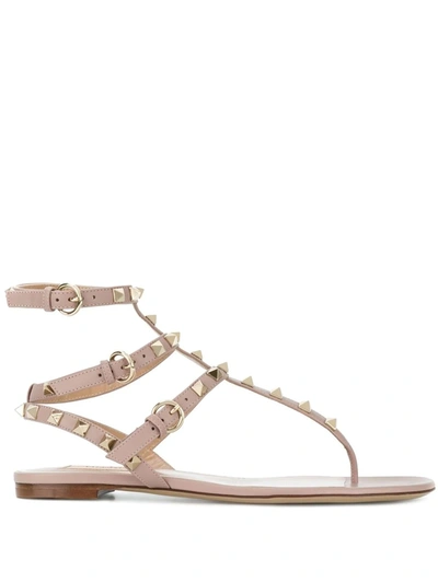 Valentino Garavani Rockstud Metallic Flat Flip-flop Sandal Woman Skin 40.5