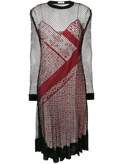 Altuzarra Engineered Animal Stripe Print Cami Dress With Mesh Overlayer In Red