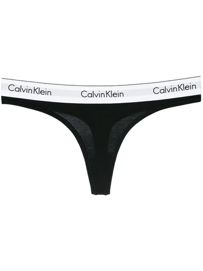 Calvin Klein Underwear Logo Waistband Thong - Black
