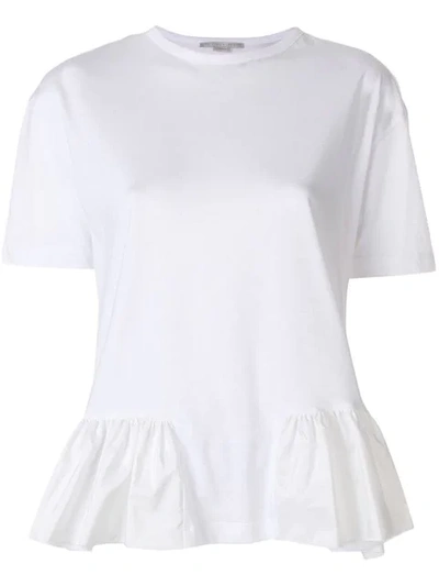 Stella Mccartney Organic Cotton Ruffle-hem T-shirt In White