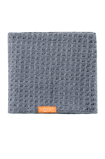 Aquis Waffle Luxe Hair Towel In Moody Grey