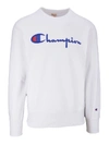 Champion Logo Embroidered French Terry Sweatshirt In White