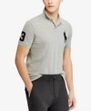 Polo Ralph Lauren Gray Custom Slim Fit Big Pony Mesh Polo In Andover Heather