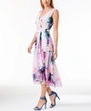 CALVIN KLEIN FLORAL-PRINT SURPLICE DRESS