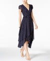 BETSEY JOHNSON POLKA DOT FAUX-WRAP MIDI DRESS