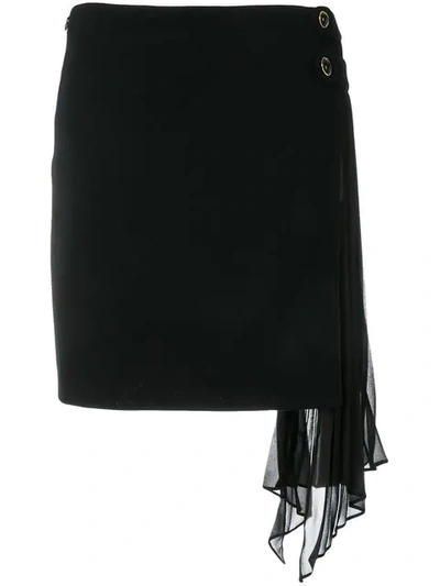 Givenchy Side Frill Fitted Skirt In Black