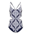 TORY BURCH PRINTED CUTOUT SWIMSUIT