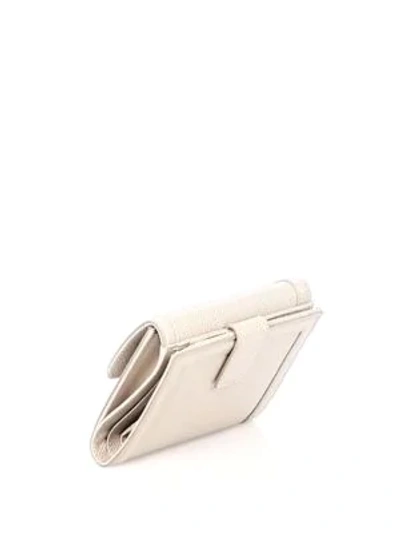Ferragamo Gancino Clip French Continental Leather Vara Bow Wallet In White