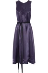 JOSEPH WOMAN BELTED RUCHED SATIN-CREPE DRESS NAVY,AU 7789028784050594
