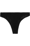 SKIN WOMAN OPEN-KNIT STRETCH COTTON-JERSEY MID-RISE BRIEFS BLACK,US 14693524282942675