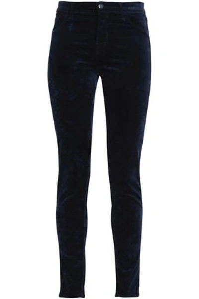 J Brand Cotton-blend Velvet Skinny Trousers In Midnight Blue