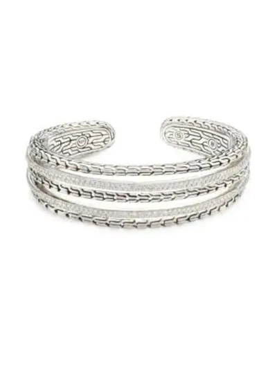 John Hardy Classic Chain Silver & Diamond Pavé Cuff