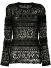 Isabel Marant Yulia Long-sleeve Stretch Lace Sweater In Black