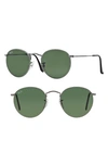 Ray Ban Icons 53mm Retro Sunglasses In Gun/ Green Solid