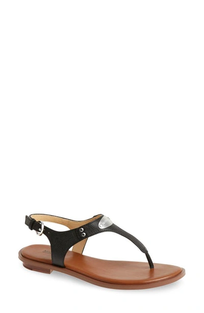 Michael Michael Kors Womens Black Plate Leather Thong Sandals 4