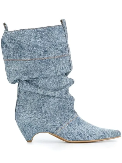 Stella Mccartney Slouchy Denim Boots In Blue