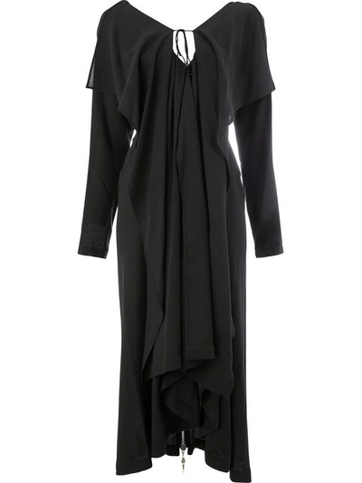 Yohji Yamamoto Ruffle Zip Back Dress In Black