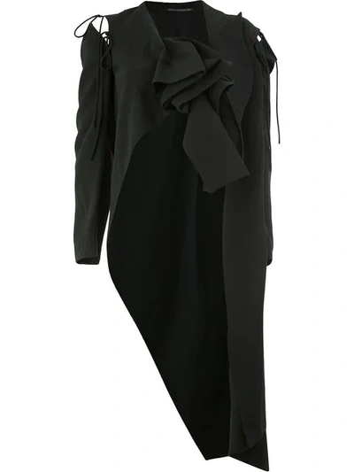 Yohji Yamamoto Asymmetric Ruffle Jacket In Black