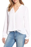 Velvet By Graham & Spencer Ruffle Tie Neck Top In White