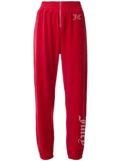 Juicy Couture Swarovski Embellished Velour Track Pants In Astor