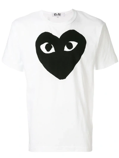 Comme Des Garçons Play Signature Heart-print T-shirt In White