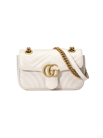 Gucci Small Gg Marmont Shoulder Bag In White