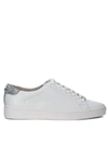 MICHAEL KORS IRVING WHITE LEATHER SNEAKER WITH SILVER GLITTER DETAILS,10564466