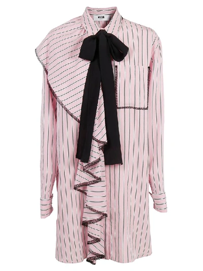Msgm Striped Dress In Pink
