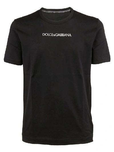 Dolce & Gabbana Logo Embroidered Cotton Jersey T-shirt In Black