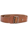 SAINT LAURENT SAINT LAURENT PORTHOLE BUCKLE MILITARY BELT - BROWN,5057340H70D12794772