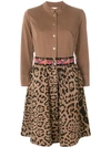 BAZAR DELUXE BAZAR DELUXE EMBROIDERED LEOPARD PRINT SHIRT DRESS - BROWN,S364140012830121