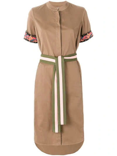 Bazar Deluxe 刺绣腰带衬衫裙 In Brown