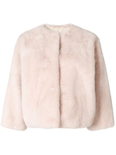 Yves Salomon Oversized Short Jacket In Pink