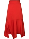 VICTORIA BECKHAM VICTORIA BECKHAM ASYMMETRIC MIDI SKIRT - RED,SKMID330112844153