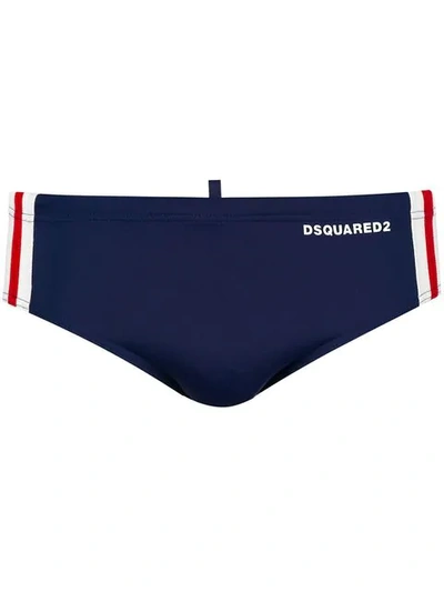 Dsquared2 Logo标识条纹印花泳裤