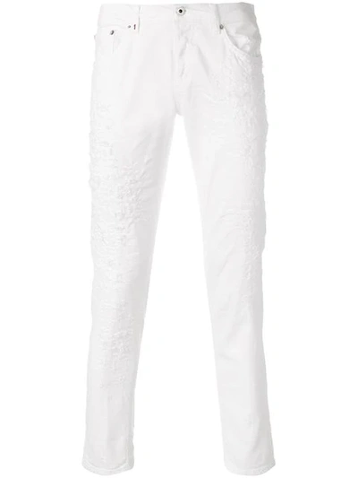 Dondup Distressed Slim Fit Jeans In White
