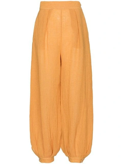 Three Graces Hilda Harem Silk Trousers - Yellow & Orange