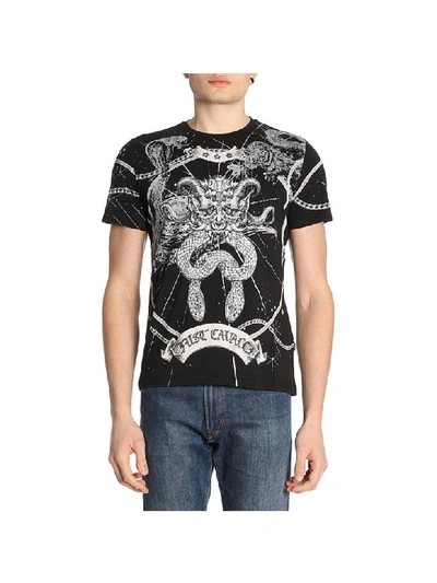 Just Cavalli Universe Printed Cotton Jersey T-shirt In Black