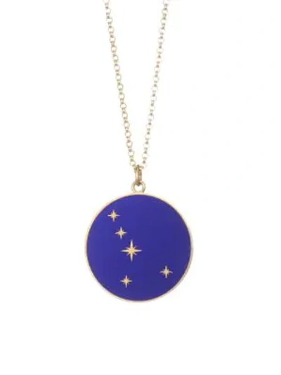 Bare Constellation 18k Yellow Gold Cancer Pendant Necklace In Navy
