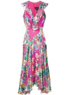 Saloni Rita Floral-print Devoré-chiffon Midi Dress In Pink Multi