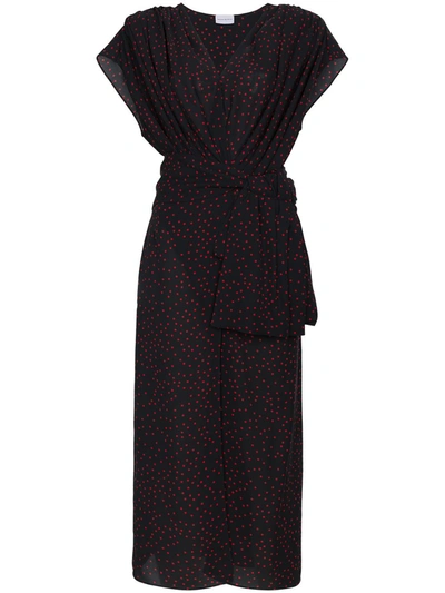Magda Butrym Diablo V-neck Cap-sleeve Polka-dot Silk Wrap Dress In Black