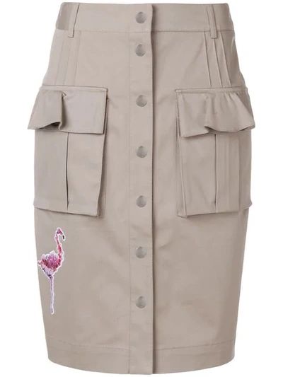 Karl Lagerfeld Patch-appliqué Button Front Skirt